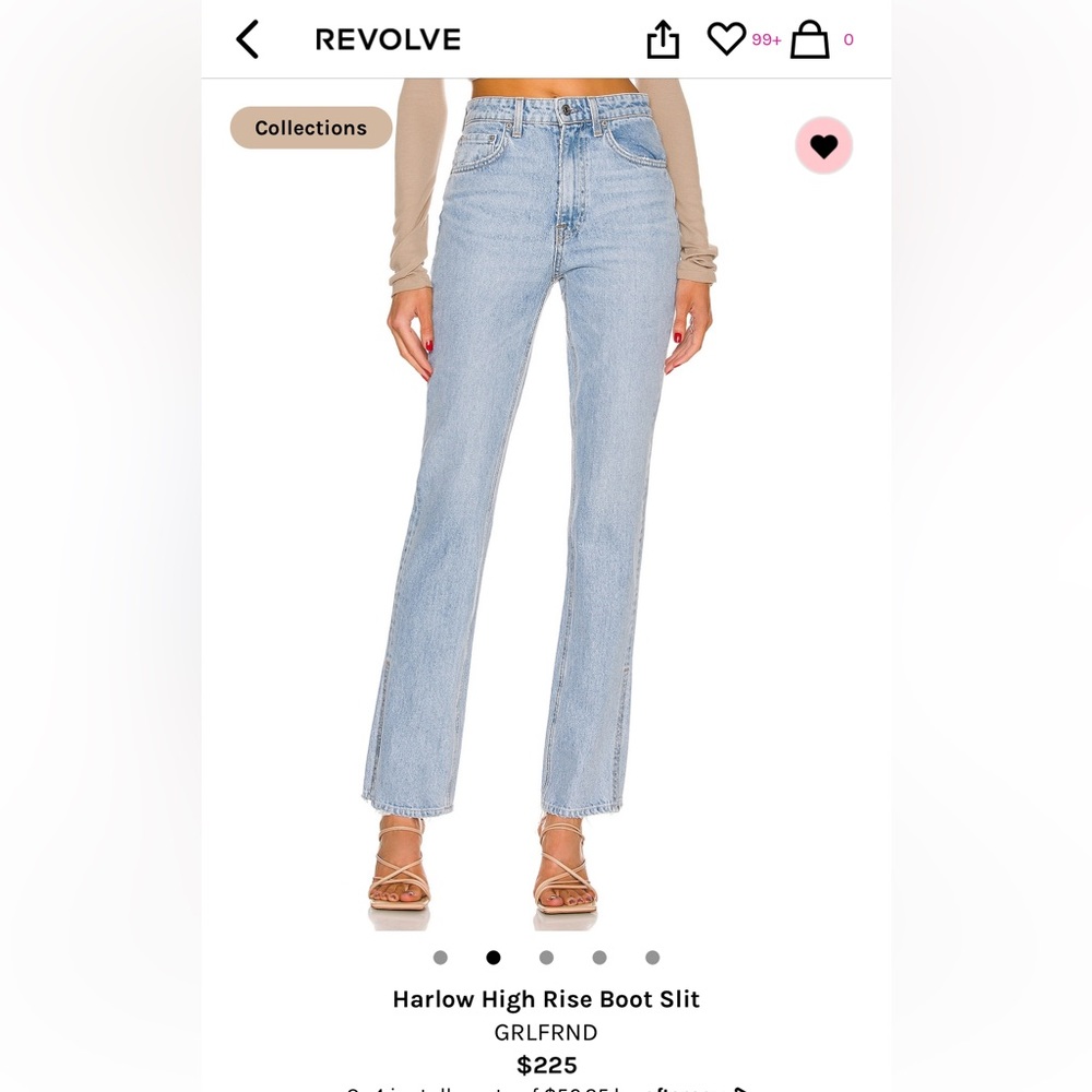 GRLFRND Harlow high rise boot slit jeans worn once